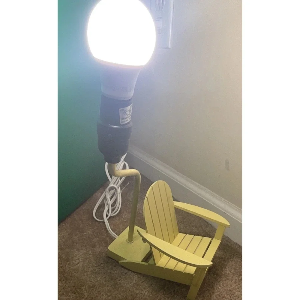 Mini Adirondack Chair Lamp Yellow‎ Cottage Coastal Beach House Accent Light